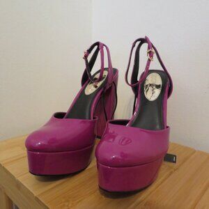 Express Magenta Patent Platform Slingback Shoes Sabrina Carpenter 5.5" Heels